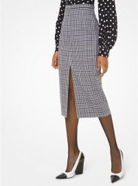 Glen Plaid Wool Slit-Front Pencil Skirt by Michael Kors at Michael Kors