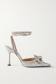 Glitter Double Crystal Bow Pointed Toe Pump by Mach & Mach at Net A Porter