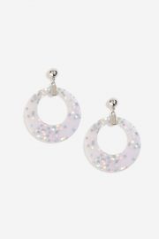 Glitter Star Hoop Earrings at Topshop