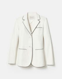 Glove Lambskin Leather Piped Three Pocket Blazer Lafayette 148 New York at Lafayette 148 New York