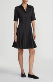 Godet Pleat Stretch Poplin Shirtdress at Nordstrom