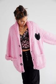 Gogo Sweaters Heart Cardi Bubble Gum at Free People