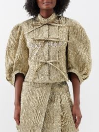 Gold Balloon-sleeve lam cloqu jacket Simone Rocha FASHION US at Matches