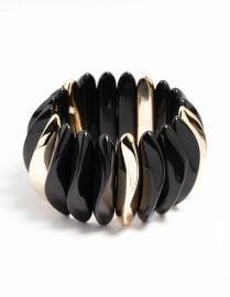 Gold Black Beaded Stretch Bracelet at Lovisa