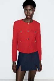 Gold Button Cropped Blazer at Zara