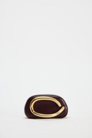 Gold Closure Box Clutch at Zara