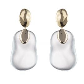 Gold Disk Liquid Lucite Dangling Post Earring at Alexis Bittar