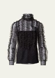 Gold Dots Tulle Blouse with Ruffle Detail at Bergdorf Goodman