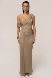 Gold Draped Metallic Maxi Dress at JLuxLabel