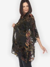 Gold Leaf and Flower Velvet KImono Jacket CITRON CLOTHING at Citron