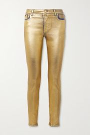 Gold Metallic coated mid-rise skinny jeans TOM FORD NET-A-PORTER at Net a Porter