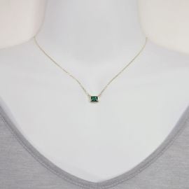 Gold Over Sterling Silver Emerald Green Bezeled Adjustable Necklace - at Etsy