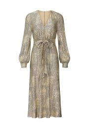 Gold Pleated Midi Dress by Badgley Mischka Rent the Runway at Rent the Runway