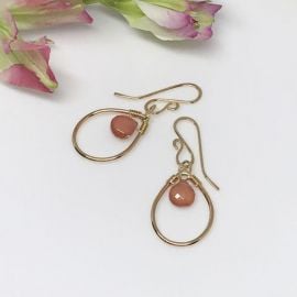 Gold Rhodochrosite Teardrop Earrings at Bella Rose