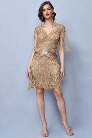 Gold Sybill Jazz Wedding Fringe Dress 1920s Vintage Inspired - at Etsy