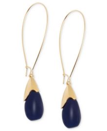 Gold-Tone Blue Oval Bead Drop Earrings at Macys