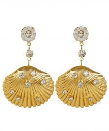 Gold-Tone Coquina Crystal Shell Drop Earrings by Jennifer Behr at Liberty London