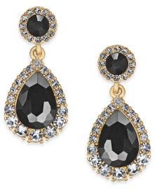 Gold-Tone Crystal & Stone Drop Earrings at Macys