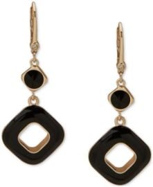 Gold-Tone Jet Black Square Double Drop Earrings at Macys