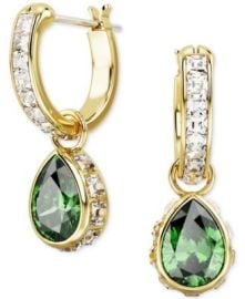 Gold-Tone Mixed Crystal Charm Hoop Earrings at Macys