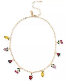 Gold Tone Mixed Stone Fruit Shaky Charm Necklace by INC International Concepts at Macys