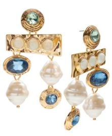 Gold Tone Mixed Stone Statement Earrings at Macys