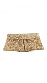 Gold glitter clutch by Lauren Merkin at Shopbop