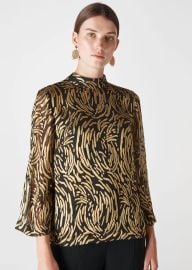 GoldMulti Reed Devore Fluted Sleeve Top WHISTLES Whistles US at Whistles