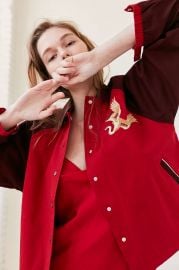 Golden Dragon Embroidered Baseball Coach Bomber by Urban Outfitters at Urban Outfitters