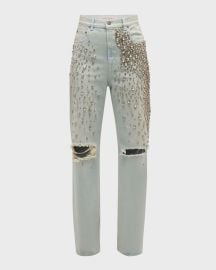 Golden Goose Kim Bleached Jeans with Crystals at Neiman Marcus