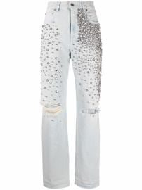 Golden Goose Kim cabochon-crystal Bleached Jeans Blue at Farfetch