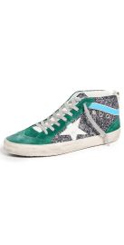 Golden Goose Mid Star Glitter Upper Suede Wave Sneakers ANTRACITE/GREEN/WHITE/LIGHT BL 41 at Shopbop