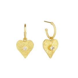 Golden Heart Hoop Earrings With White Crystal Ottoman Hands Wolf amp Badger at Wolf and Badger