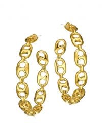 Goldplated Chain Link Hoop Earrings by Lizzie Fortunato at Saks Fifth Avenue