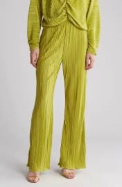 Good American Always Fits High Waist Pliss Pants in Chartreuse at Nordstrom Rack