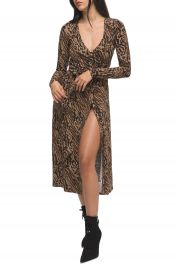 Good American Animal Print Long Sleeve Wrap Dress   Nordstrom at Nordstrom