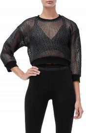 Good American Branded Mesh Pullover Sweatshirt  Regular  amp  Plus Size at Nordstrom