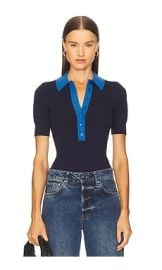 Good American Cable Knit Bodysuit In Midnight002 at Revolve