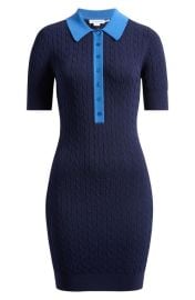 Good American Cable Stitch Polo Sweater Dress at Nordstrom