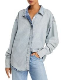 Good American Crystal Embellished Denim Weekender Shirt Bloomingdales at Bloomingdales