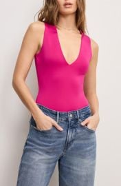 Good American Deep V-Neck Scuba Knit Thong Bodysuit at Nordstrom