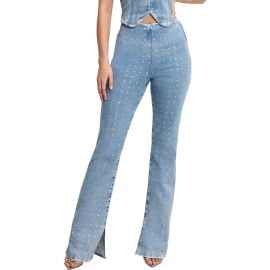 Good American Dolly Crystal Denim Pants at Nordstrom