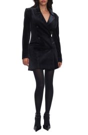 Good American Executive Long Sleeve Velvet Blazer Dress at Nordstrom