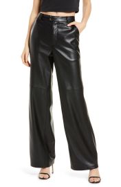 Good American Faux Leather Wide Leg Trousers in Warm Caramel003  at Nordstrom