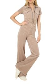 Good American Fit For Success Corduroy Palazzo Jumpsuit in Flax001 at Nordstrom Rack