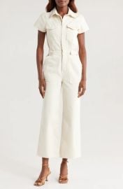Good American Fit For Success Corduroy Palazzo Jumpsuit in Flax001 at Nordstrom Rack