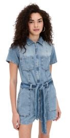 Good American Fit For Success Lite Linen Shorts Jumpsuit Indigo786 XS at Shopbop