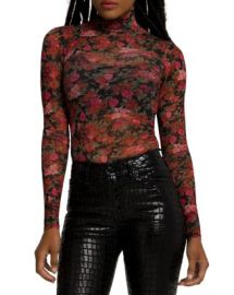 Good American Floral Mesh Mock Neck Bodysuit   Bloomingdales at Bloomingdales