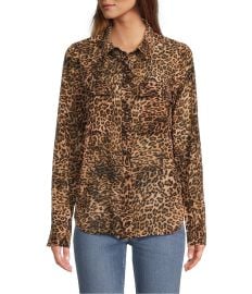 Good American Georgette Leopard Print Collared Long Sleeve Button Front Shirt Dillardx27s at Dillards