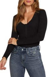 Good American Good Body Snap Henley Bodysuit at Nordstrom